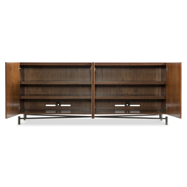 Bernhardt Bernhardt Brasea Suar Wood Media Credenza with Cathedral Grain and Steel Base 394894