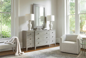 Bernhardt Bernhardt Cornelia Dresser — 9-Drawer Solid Ash Nebbia Finish, Brushed Stainless Inlays & Soft-Close 331052