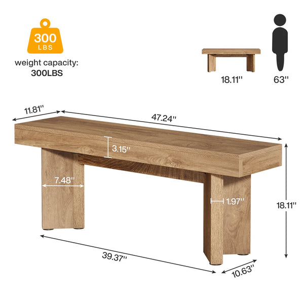 English Elm Triangular Leg Farmhouse Bench with Shoe Storage for Entryway or Kitchen Dining T3971P462273