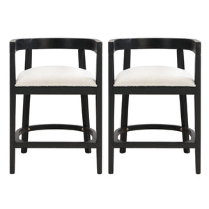 English Elm Christopher Knight Home® - Rubberwood Counter Stool Set of 2 with Upholstered U-Shaped Seats, Cutout Barrel Back, Eco Wood Finish Beige+Black N771P197028H