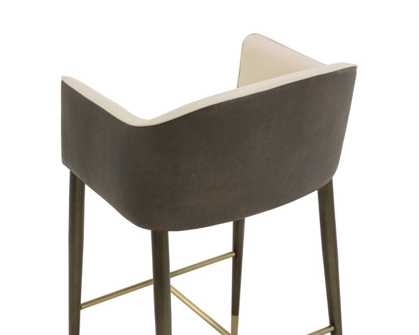 Sunpan KYLIN Barrel-Back Barstool in Dillon Cream & Bravo Ash – Stylish, Comfortable Seating for Any Space 112245
