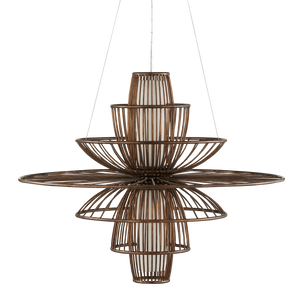 Benjiro Chandelier - Mid-Century Modern Steel Design with Off-White Shades & Adjustable Height Feature