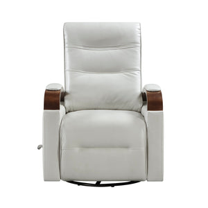 English Elm 1pc Swivel Gliding Recliner Faux Leather Upholstered with Solid Rubberwood Arms, Supportive Comfort and Smooth Motion Smoke 34 L x 33 W x 27 H B011P329245