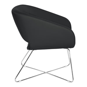 OSP Home Furnishings Faux Leather Accent Chair with Chrome Base for Modern Office or Living Room Black LRL-R107
