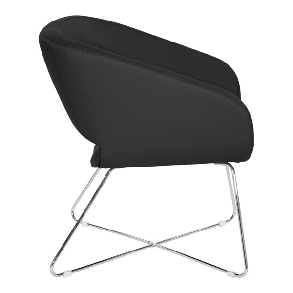 OSP Home Furnishings Faux Leather Accent Chair with Chrome Base for Modern Office or Living Room Black LRL-R107