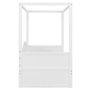 English Elm Twin Canopy Daybed with Pull Out Trundle Pinewood Frame for Kids or Guest Rooms N708P373423K