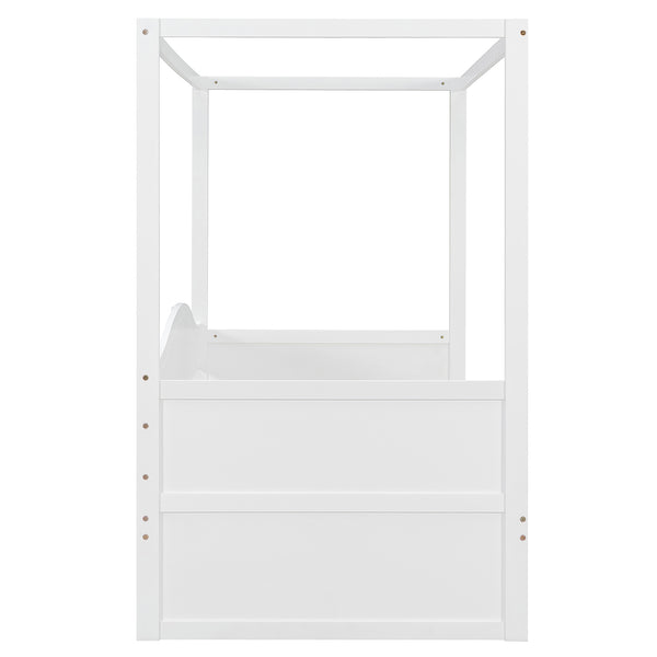 English Elm Twin Canopy Daybed with Pull Out Trundle Pinewood Frame for Kids or Guest Rooms N708P373423K