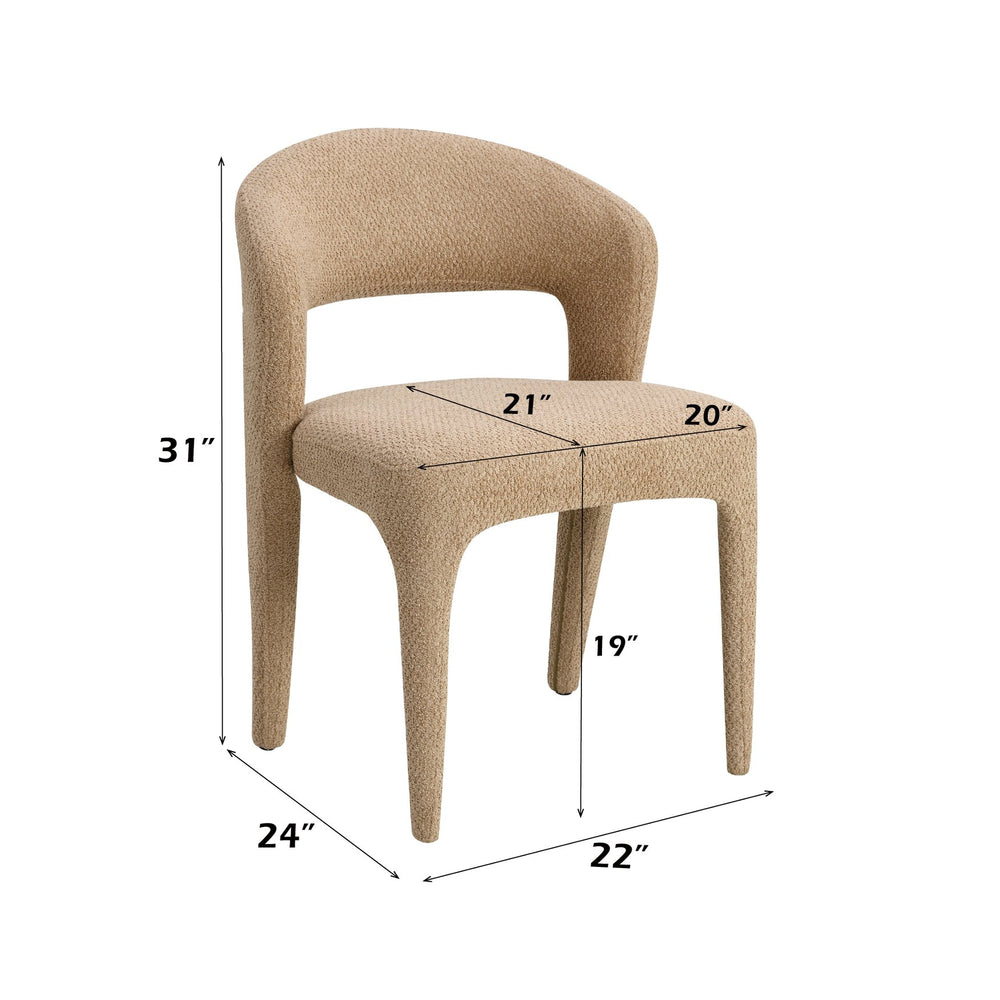 English Elm Lidi Light Brown Boucle Side Chair Set of 2 — Padded Fabric & Sponge Comfort, 220lb Capacity, 19" Seat Height B2726P405677