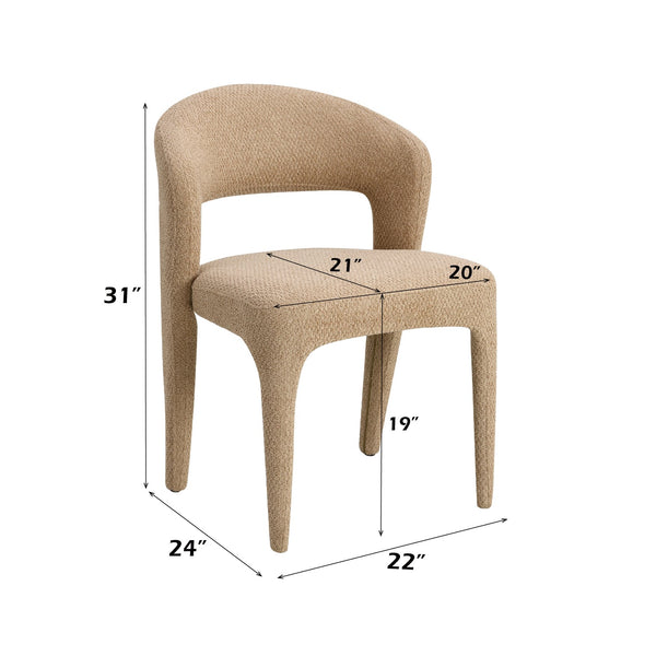 English Elm Lidi Light Brown Boucle Side Chair Set of 2 — Padded Fabric & Sponge Comfort, 220lb Capacity, 19" Seat Height B2726P405677