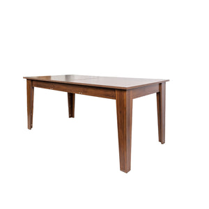 English Elm Dining Extendable Table 106.5" Long Family Dining Table for Small Spaces Melamine Woodgrain Top Walnut W331S00180