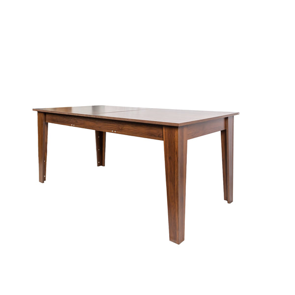 English Elm Dining Extendable Table 106.5" Long Family Dining Table for Small Spaces Melamine Woodgrain Top Walnut W331S00180