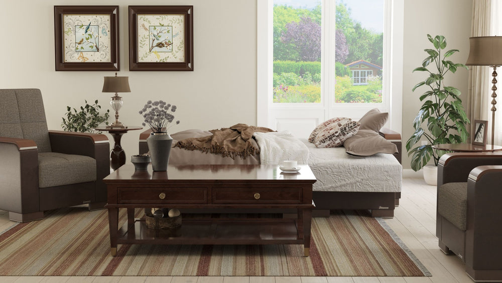 English Elm Primenest Zenaero Convertible Chaise Lounge With Wood Trim, Storage & Comfortable Sleeper Design B030P303558-GIGA