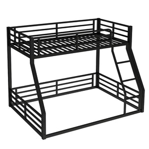 English Elm Metal Twin Xl Over Queen Bunk Bed Frame – Heavy-Duty, Space-Saving Design With Safety Guardrails, Black W1580S00161