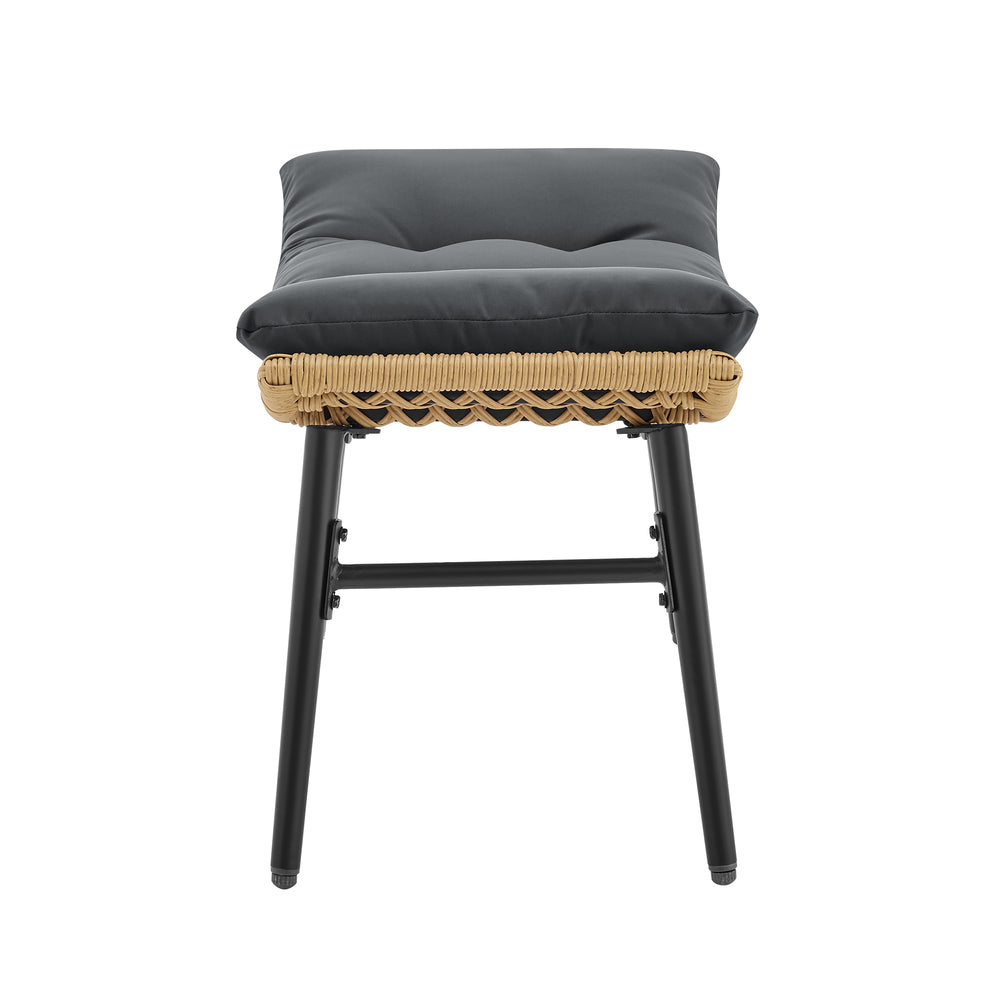 English Elm Benson 3-Piece Lounge Chair Set Gray — Weatherproof PE Rattan, Tufted Cushions, Glass Table, UV Resistant B365P397652