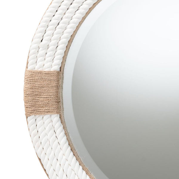 English Elm Round Braided Jute Rope Wall Mirror Natural Fiber Boho Coastal Accent Decor B2750P467832