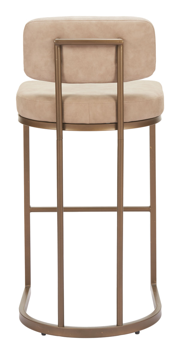 Zuo Modern Velar Barstool Set Of 2 - Modern Elegance In Beige Faux Leather With Durable Steel Frame Design Beige 100% Polyurethane,Plywood,Steel 110851-zuo-modern