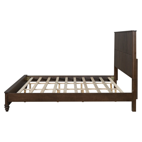 English Elm Solid Rubberwood Queen Platform Bed Tall Headboard Natural Grain No Box Spring W1716S00017