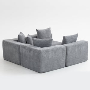 English Elm Modular Low Profile Sectional Sofa Plush Chenille Upholstery for Cozy Living Rooms W3326S00035