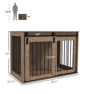 English Elm Pawhut Furniture Style Dog Kennel End Table with Walnut Finish for Large Breeds W2225P173786