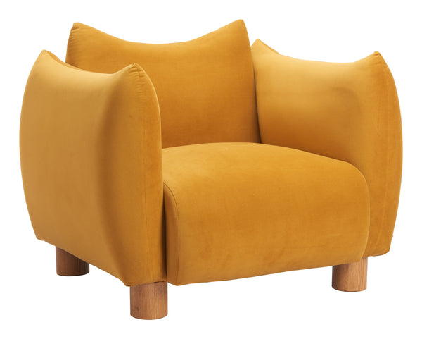 Zuo Modern Meia Accent Chair Mustard - Stylish Modern Design, High-quality Polyester, Perfect For Any Space! Yellow 100% Polyester,Plywood,Ash Wood 110476-zuo-modern