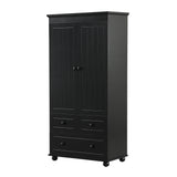 English Elm Tall Storage Cabinet With Three Drawers For Bathroom/Office, Black