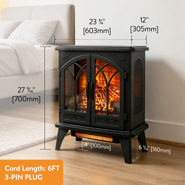 English Elm 24 Inch Infrared Quartz Stove Heater with 3d Flame Effect and Remote Control W1769112700