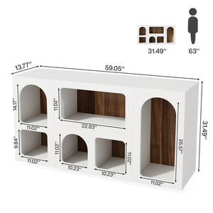 English Elm Chic White Mdf Console Table with Six Open Compartments for Entryway or Living Room T3971P449283