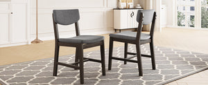 English Elm 4-piece Farmhouse Solid Wood Dining Chairs Upholstered Gray Fabric Curved Back Seating Espresso N752P368504P