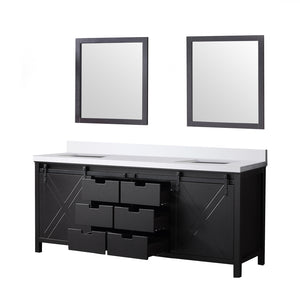 English Elm Brown Double Bath Vanity 80" W x 22" D with Cultured Marble Top, Soft-Close Drawers, Mirrors Included B2731S00904