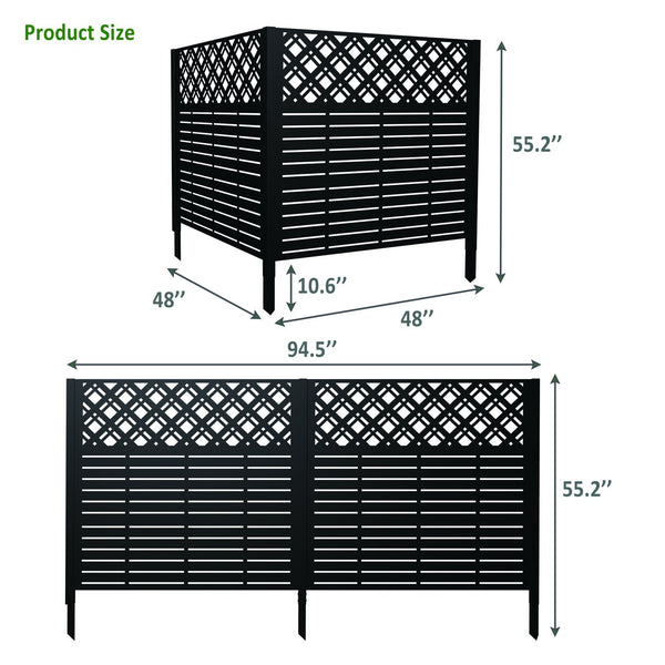 English Elm W48'' Galvanized Steel Outdoor Privacy Panels Powder Coated Slat Fence for Yard Enclosures W1586P455955