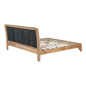 English Elm Christopher Knight Home® - Premium Pine Wood King Bed Frame With Upholstered Headboard - Mid-Century Modern Style In Green N770P345989N_N770P345990N
