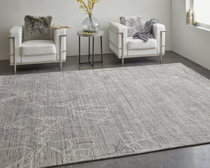 Feizy Rugs Whitton Handwoven Wool And Viscose Abstract Rug - Modern Distressed Design For Stylish Interiors Gray,Tan,Ivory Viscose,Wool Wtn8890fgryivyh00