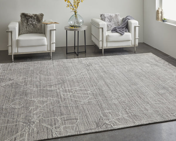 Feizy Rugs Whitton Handwoven Wool And Viscose Abstract Rug - Modern Distressed Design For Stylish Interiors Gray,Tan,Ivory Viscose,Wool Wtn8890fgryivyh00