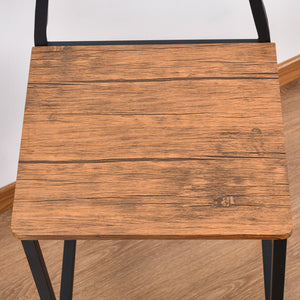 English Elm HOMCOM Industrial Counter Height Bar Table Set for 4 with Stools, Walnut MDF Top & Metal Frame (4) W2225S00045