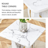 English Elm Modern Minimalist White Marble-Patterned Mdf Square Coffee Table. Add A Quiet and Cozy Atmosphere To Your Home.White,Mdf Coffee Table,Density Board Sticker,Side Table.