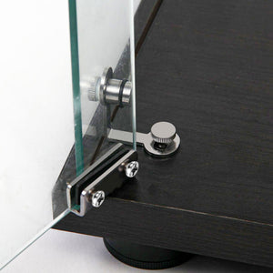 English Elm Tempered Glass Display Cabinet With Bluetooth Led Lighting, Swivel Casters, Versatile Storage Solutions W3155S00003-GIGA