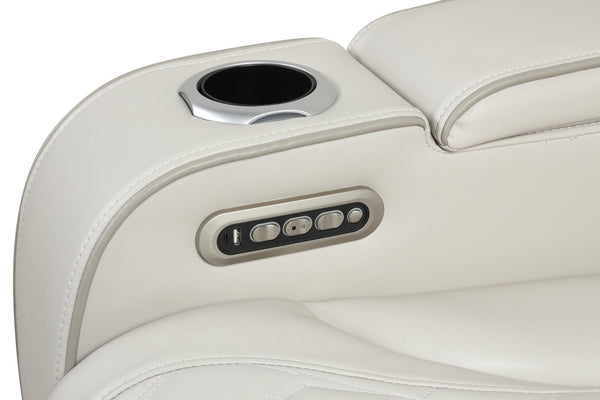 English Elm Fortuner 3PC Beige Upholstery Recliner Set with LED, Massage, Power Recliners, Bluetooth, USB - Modern Luxury B009S01804