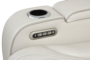 English Elm Fortuner Luxurious 2PC Living Room Recliner Set with Power Massage, LED Lighting, Bluetooth Audio, USB Charging Beige B009S01801