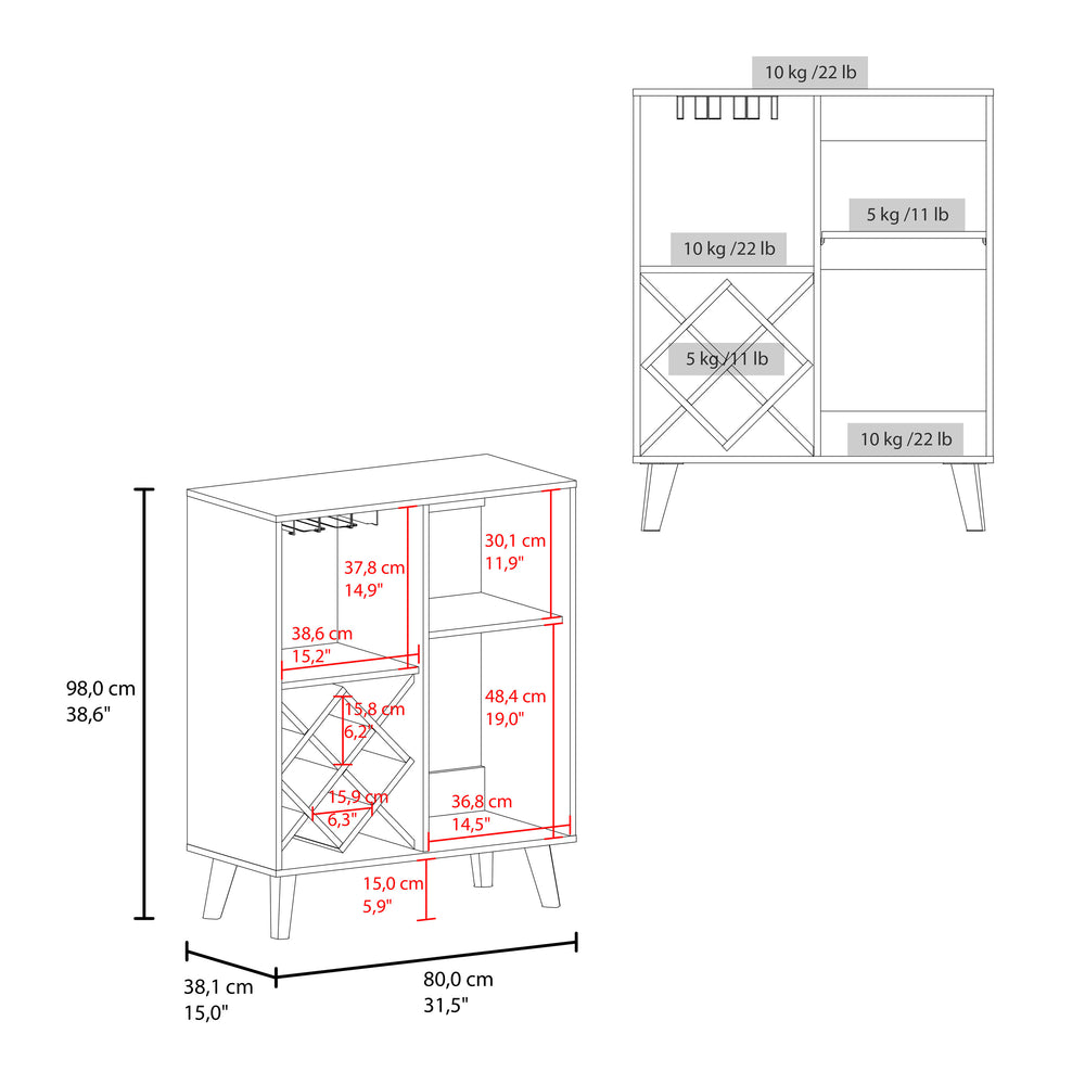 English Elm Bar Severn Bar Cabinet 38.6" H, Alby Blue & Natural Oak, 1 Door 1 Drawer 4 Shelves, Stylish Storage B097P395908