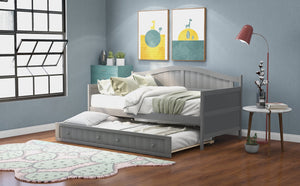 English Elm Twin Cottage Beadboard Daybed with Pull Out Trundle Solid Pine Guest Room Frame N708P357100E