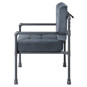 English Elm Grey Water-Pipe Accent Chair with Memory Foam Velvet Cushion, Sandy Grey Finish, Industrial Chic Elegance B062P185736