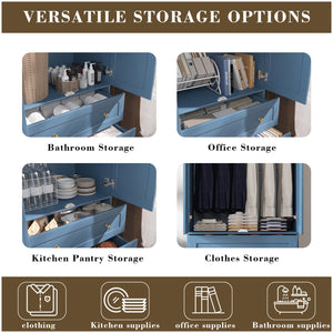 English Elm Shaker Two Door Wardrobe Armoire with Hanging Rod Drawers and Bedroom Storage T3210P477664