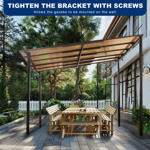 English Elm 10' 10' x 10' Gazebo for Patio Heavy-Duty Metal Lean-To with Hard Top Roof Weatherproof Shelter W419S00054