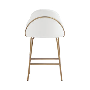 English Elm Gracie Metal Upholstered Counter Stool - Chic White And Gold Design For Modern Kitchens & Bars B365P397973
