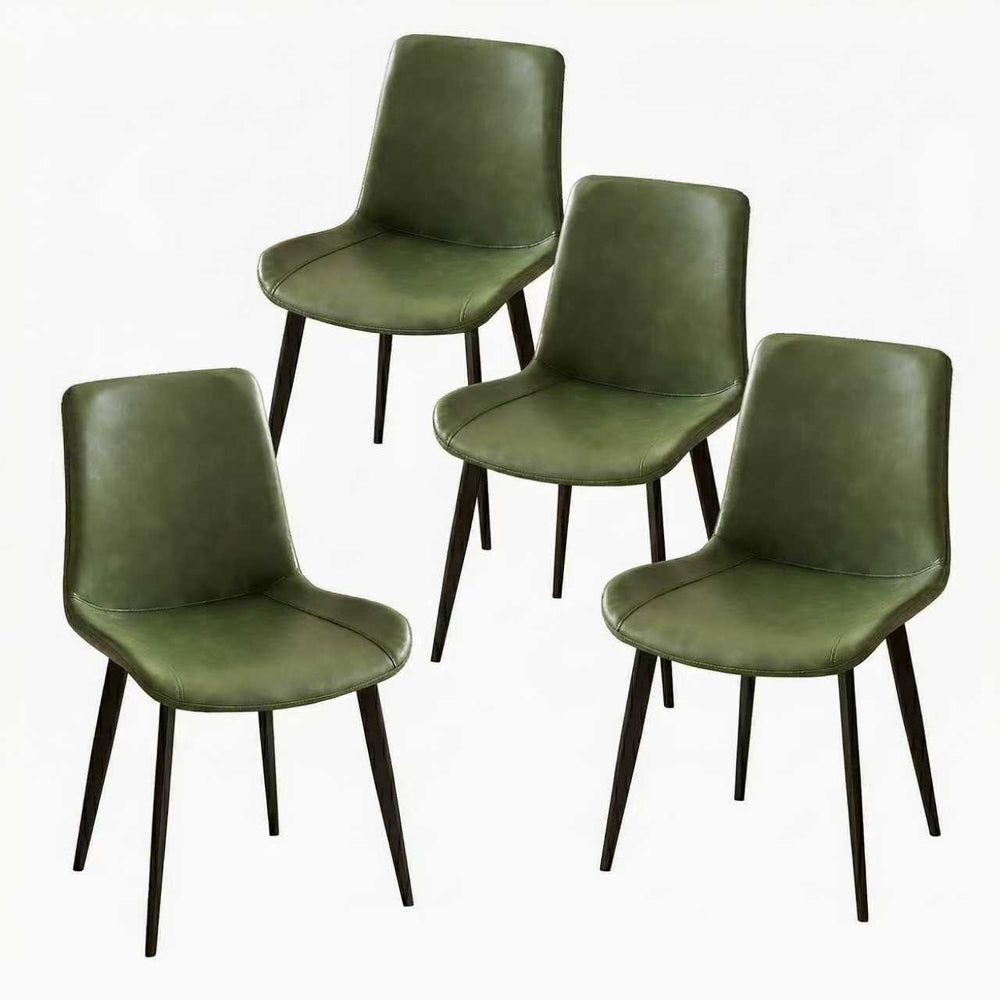 English Elm Dining Chairs Set of Two Faux Leather Upholstered Seats with Sleek Metal Legs Modern W3316P426954