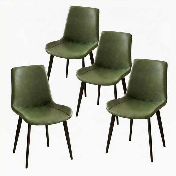 English Elm Dining Chairs Set of Two Faux Leather Upholstered Seats with Sleek Metal Legs Modern W3316P426954