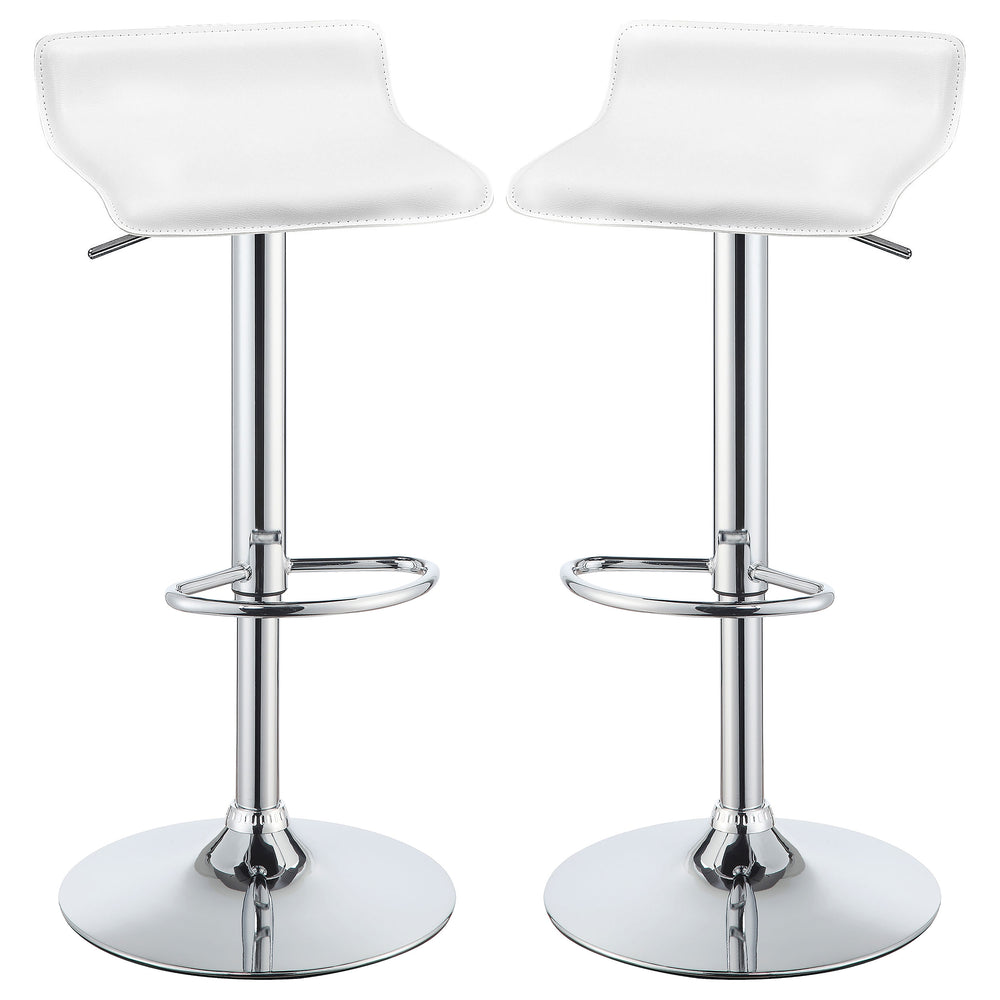 English Elm Bidwell White Upholstered Adjustable Bar Stool Set of 2 — Plush High Curved Back, Tapered Legs, Modern Comfort B062P344929