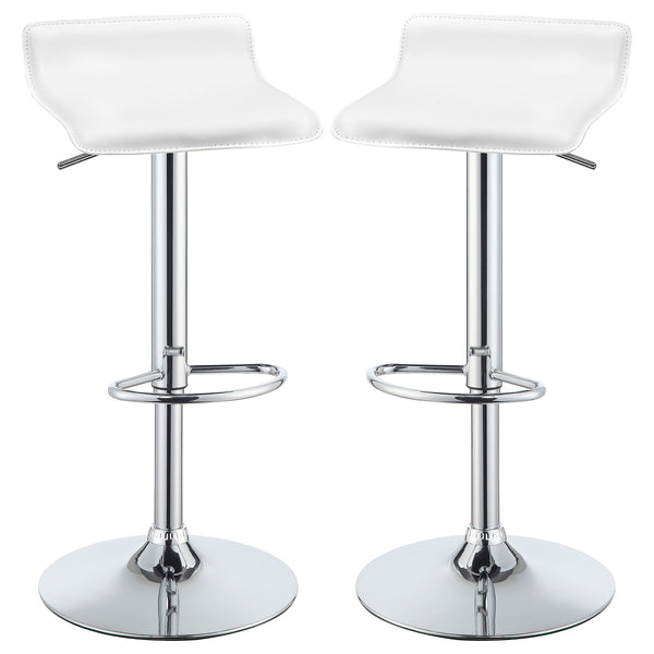 English Elm Bidwell White Upholstered Adjustable Bar Stool Set of 2 — Plush High Curved Back, Tapered Legs, Modern Comfort B062P344929