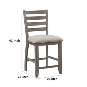 English Elm Trea Ladder Back Counter Stools Cushioned Polyester Seat Cherry Wood Set of Two Beige+Grey B056P416886