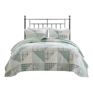 English Elm 3-piece Cotton Coverlet Set Vermicelli Quilted Heirloom Texture Full Queen Bedding B035P482961
